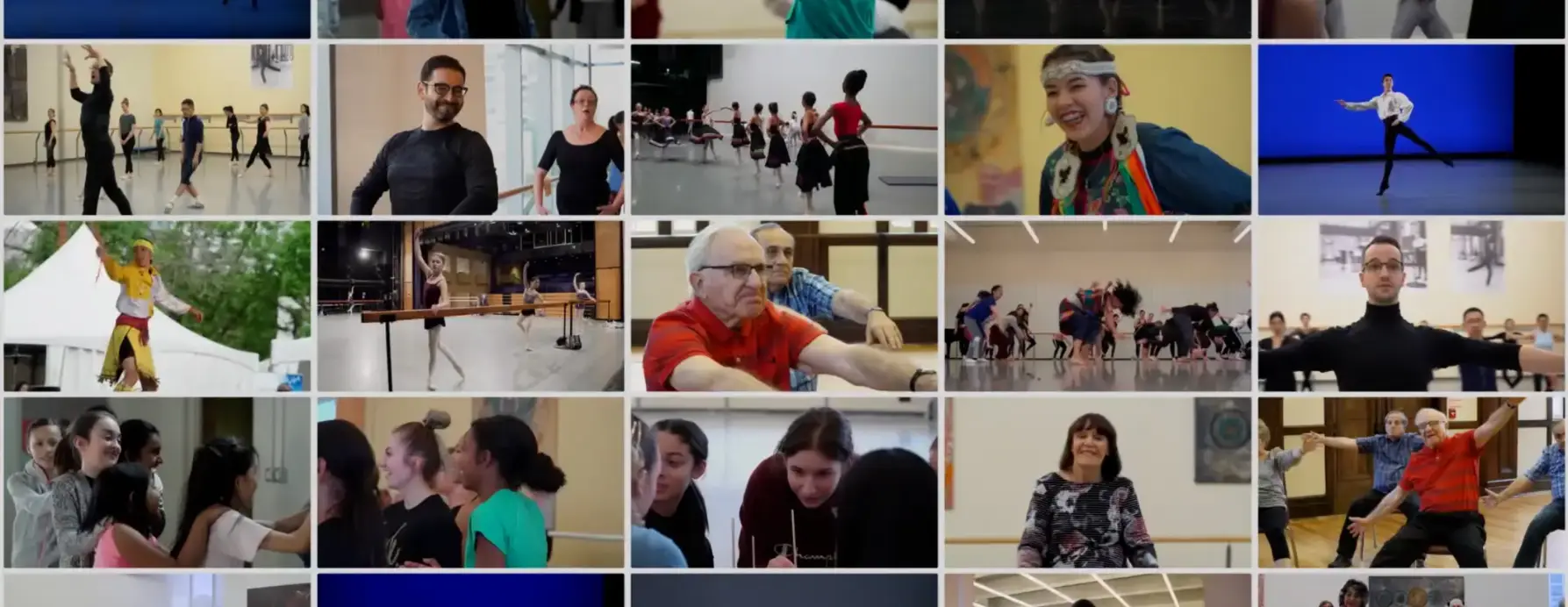 Collage of programs supported by Dancing Opens Doors