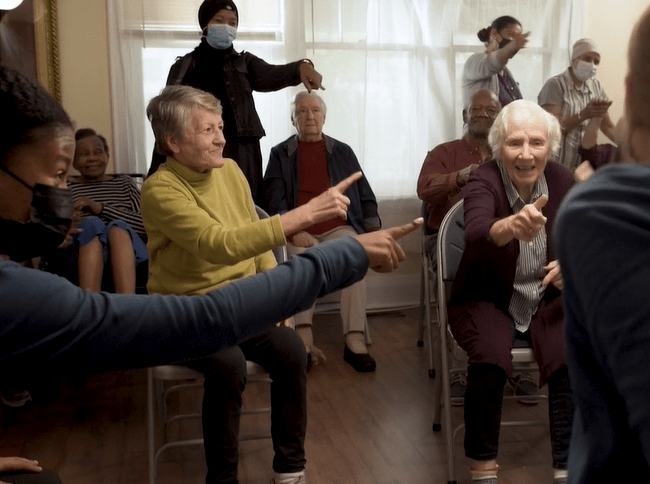 dancer living with dementia participate in a movement class